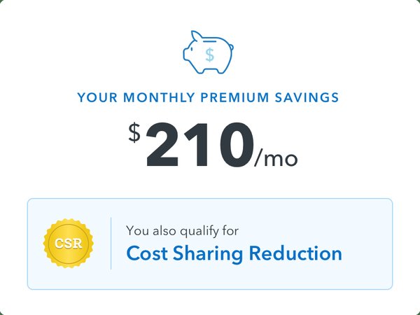 Monthly premium savings example